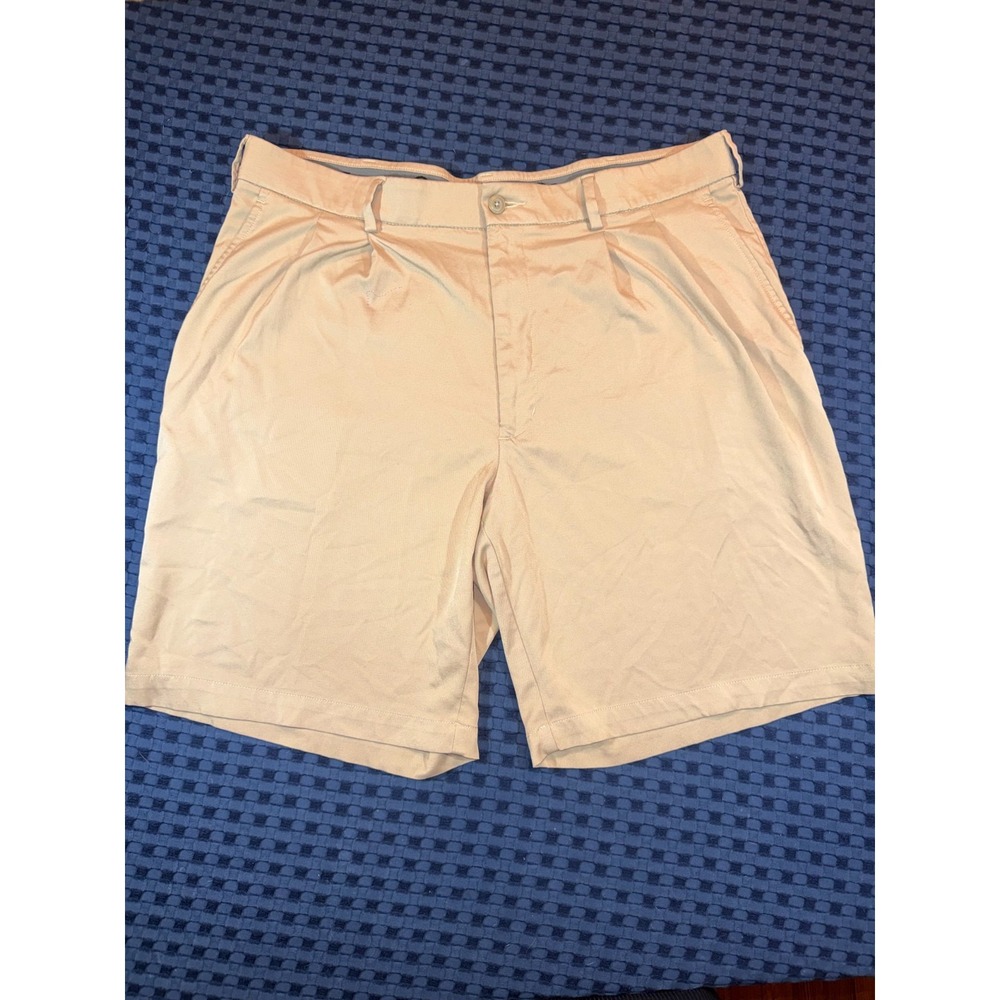 PGA Tour Mens Khaki Tan Golf Shorts Performance Stretch Size 36 Flat Front
